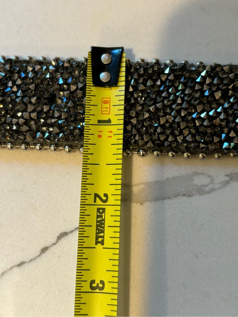 Y2K Genuine Leather Suede and Silver Mixed Metal Bling Belt Womens Small Heavy